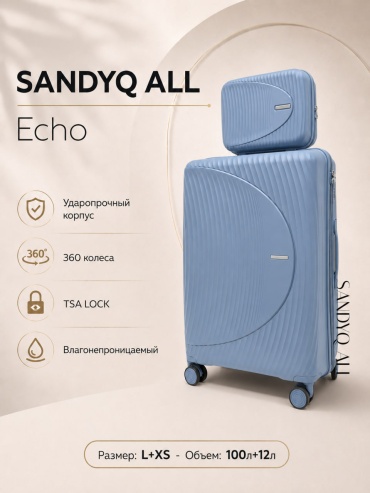 Комплект чемоданов SANDYQ ALL Echo полипропилен 112 л светло-голубой