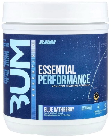 Raw Nutrition Bum Essentials, Essential Performance, формула для тренировок без стимуляторов, голубая малина, 618 г голубая малина