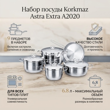 Смешанный набор Korkmaz Astra Extra A2020 9 в 1