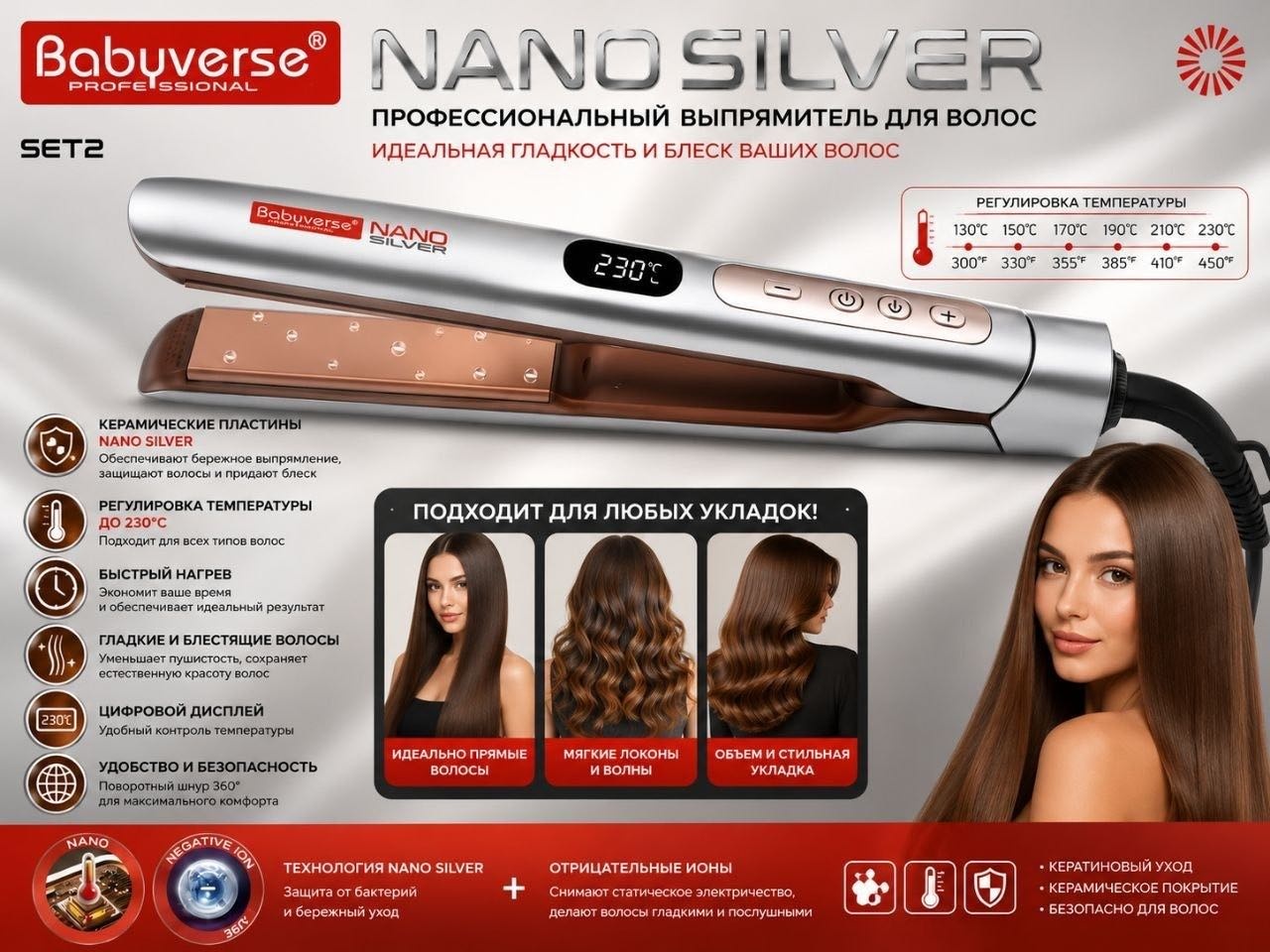 BaByverse SET2 Nano Silver утюжок 25 мм