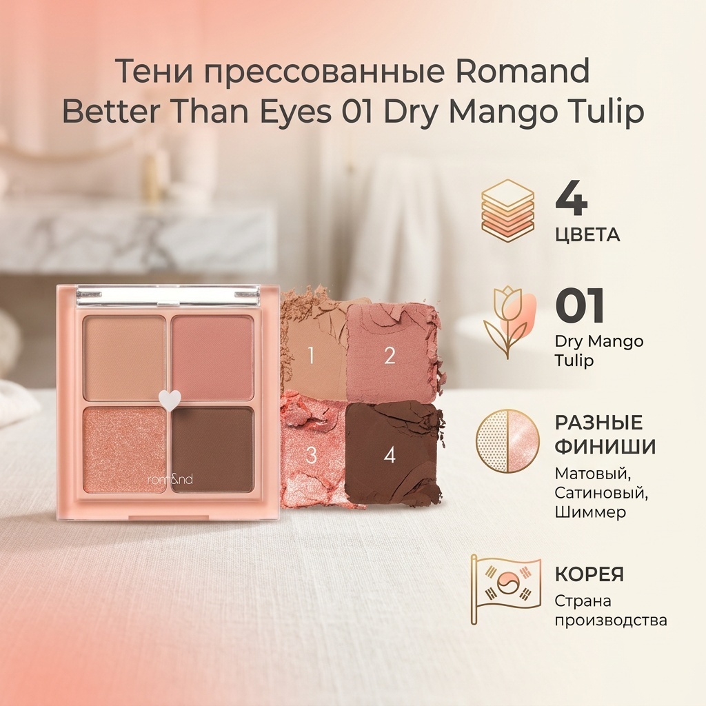 Romand тени прессованные Better Than Eyes 01 Dry Mango Tulip