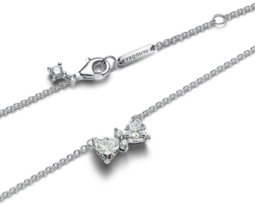 Колье PANDORA «Искрящийся бант» 393509C01-45 длина 45 см вес 4.09 г серебро, цирконий