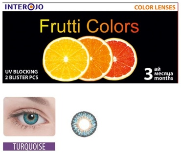 Контактные линзы Interojo Frutti Colors 3 Tone Turquoise -8 кривизна 8.6 на три месяца 2 шт