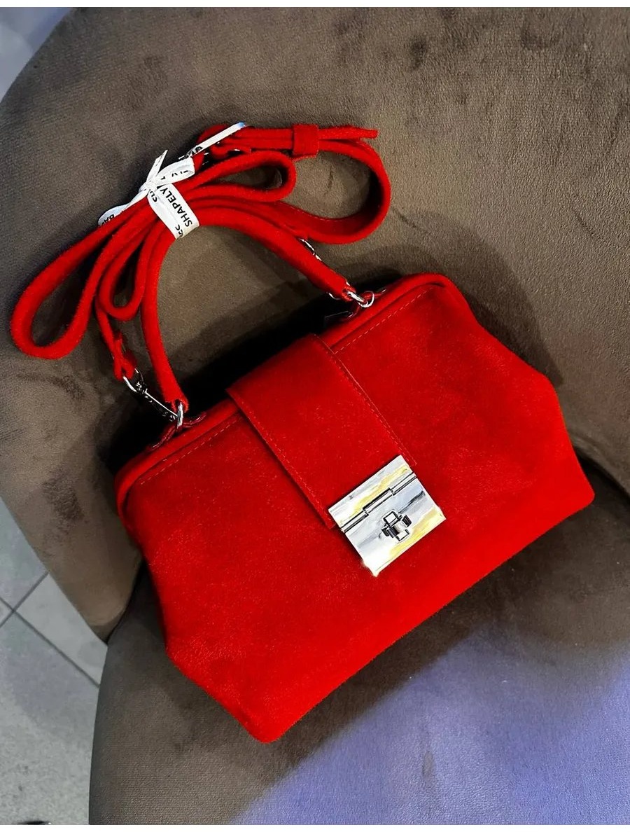 Сумка шоппер Shapely bags натуральная кожа красный