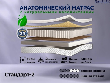 Матрас SonFlex Стандарт-2, 65x125x19 см, чехол жаккард