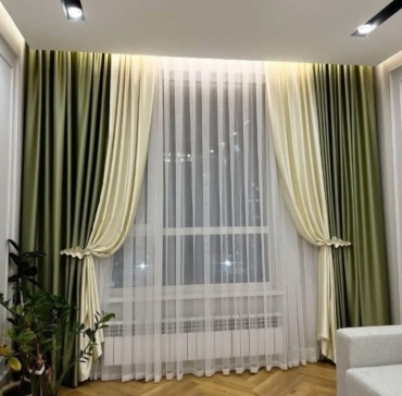 Комплект AIZERE_LUX 300x280 см 3 шт, велюр, зеленый, белый