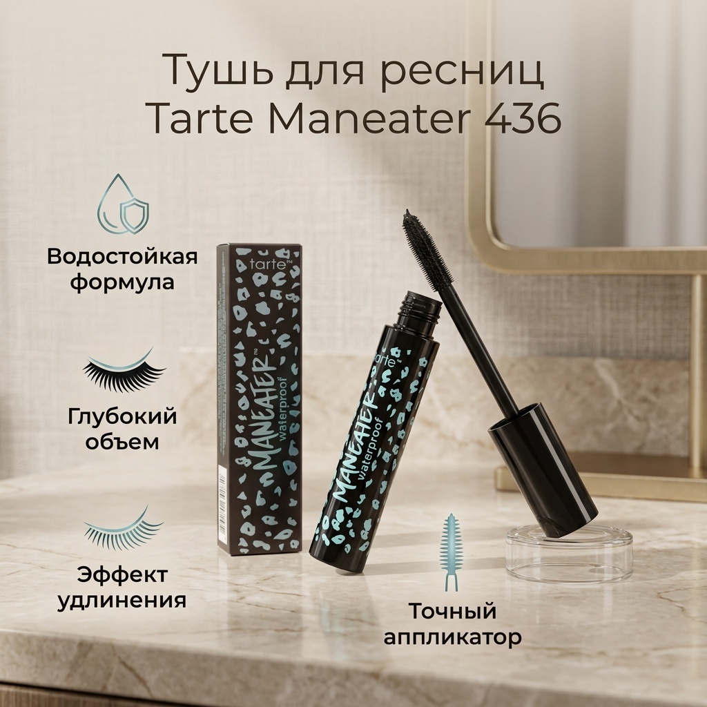 Тушь для ресниц Tarte 436 для объема, удлиняющая черный