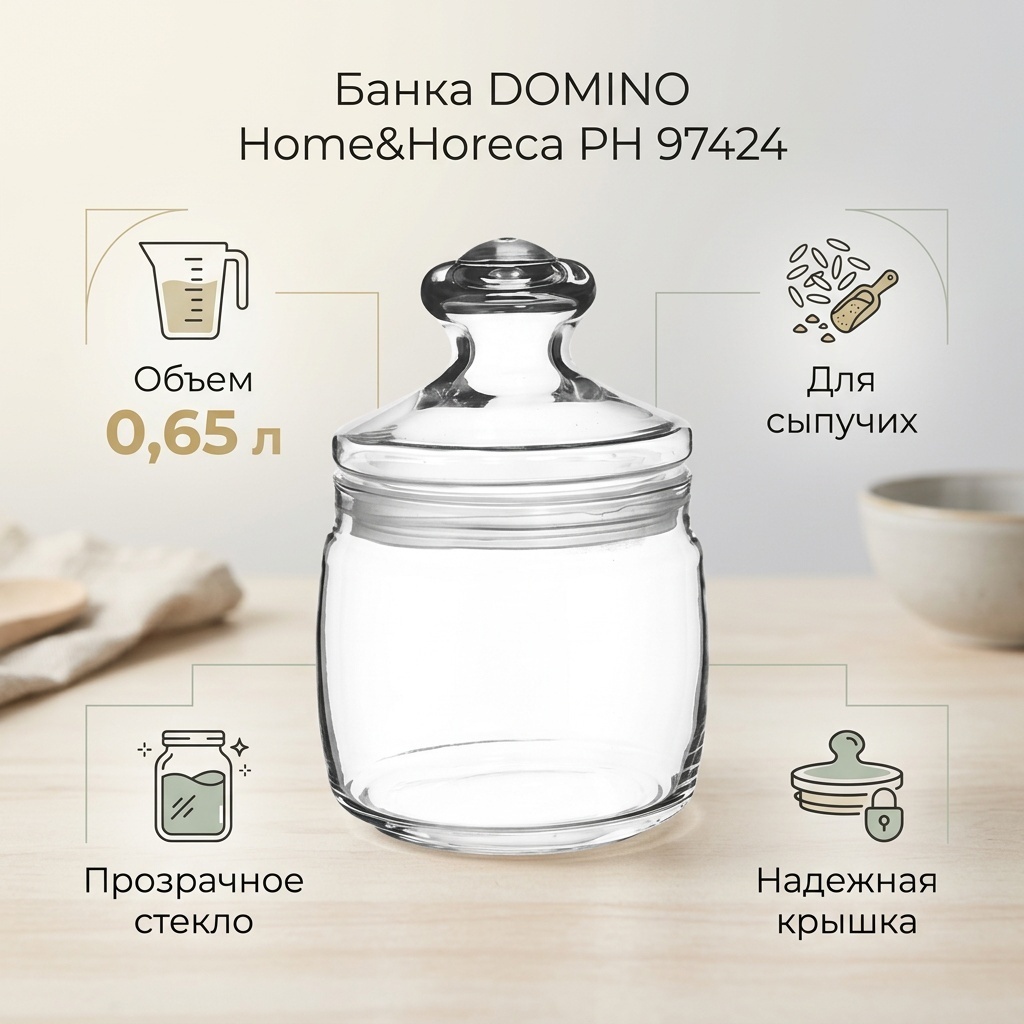 DOMINO Home&Horeca банка PH 97424, стекло