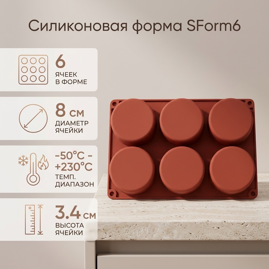 Форма для выпечки, для запекания, для кексов силикон, 1 шт