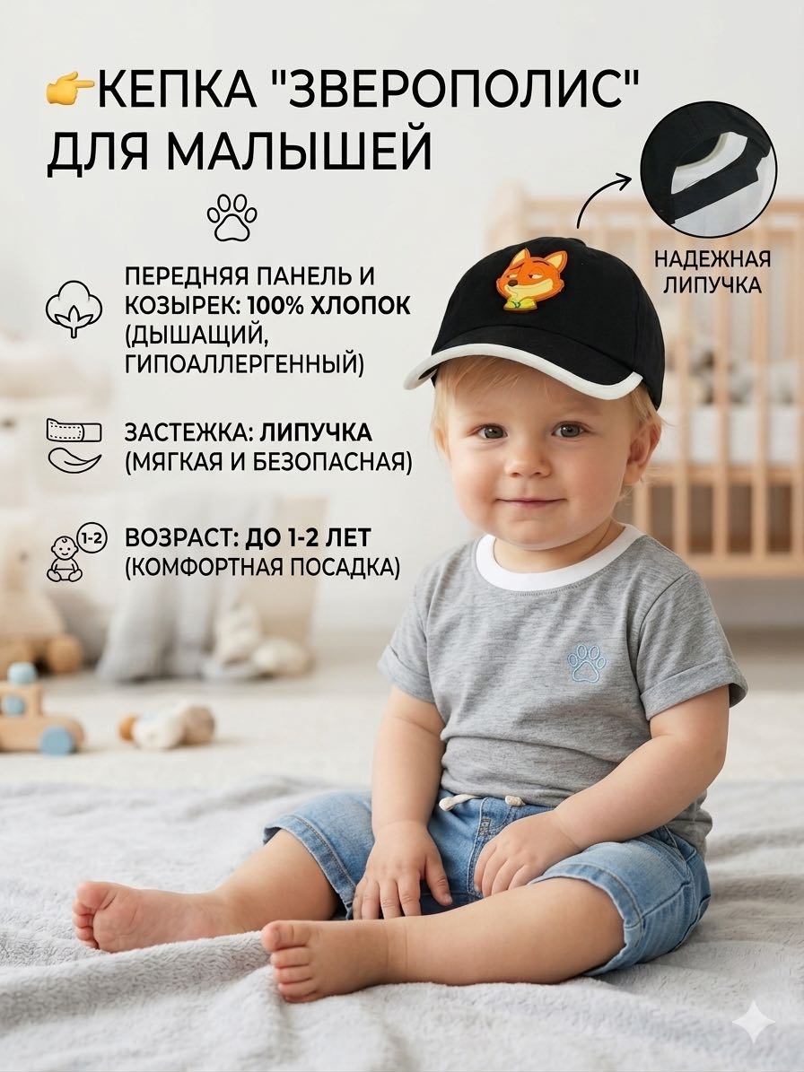 Кепка Зверополис Зверополис черный 48