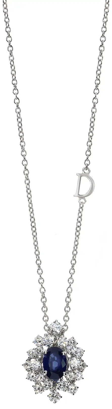 Колье Damiani 81112464 длина 45 см вес 5.3 г золото, бриллиант, сапфир