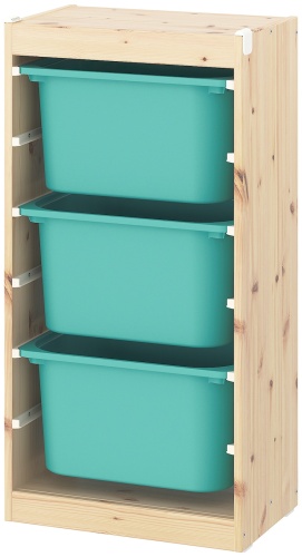 Детский стеллаж IKEA ТРУФАСТ, 46x30x91 см, бежевый, голубой