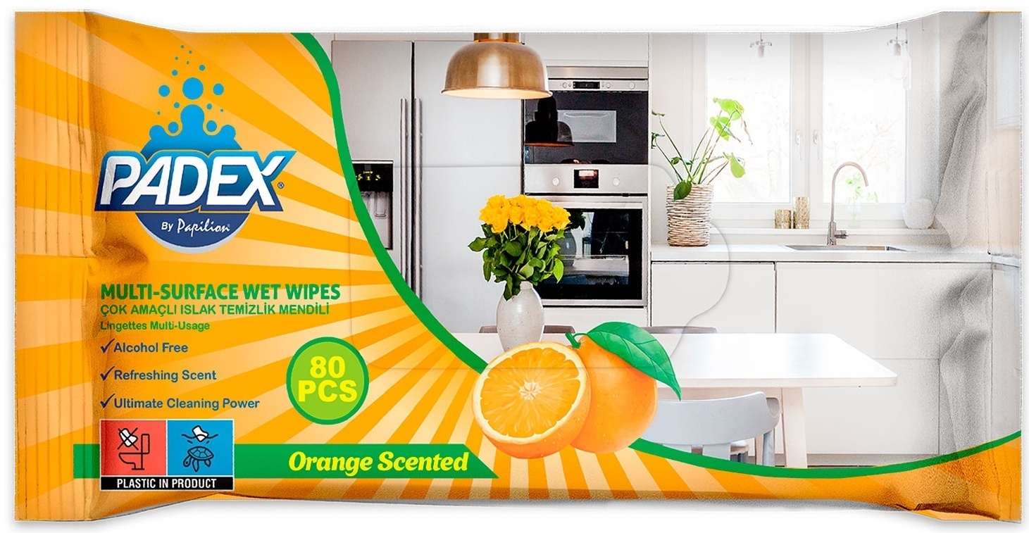 Влажные салфетки Papilion Padex Orange для уборки 80 шт