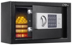 Сейф DELI ET520 ключевой, электронный, кодовый механический замок (310х200х200 мм)
