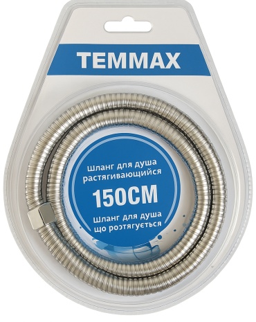 Шланг для душа TEMMAX металлическая оплетка, 150 см, подключение 1/2x1/2