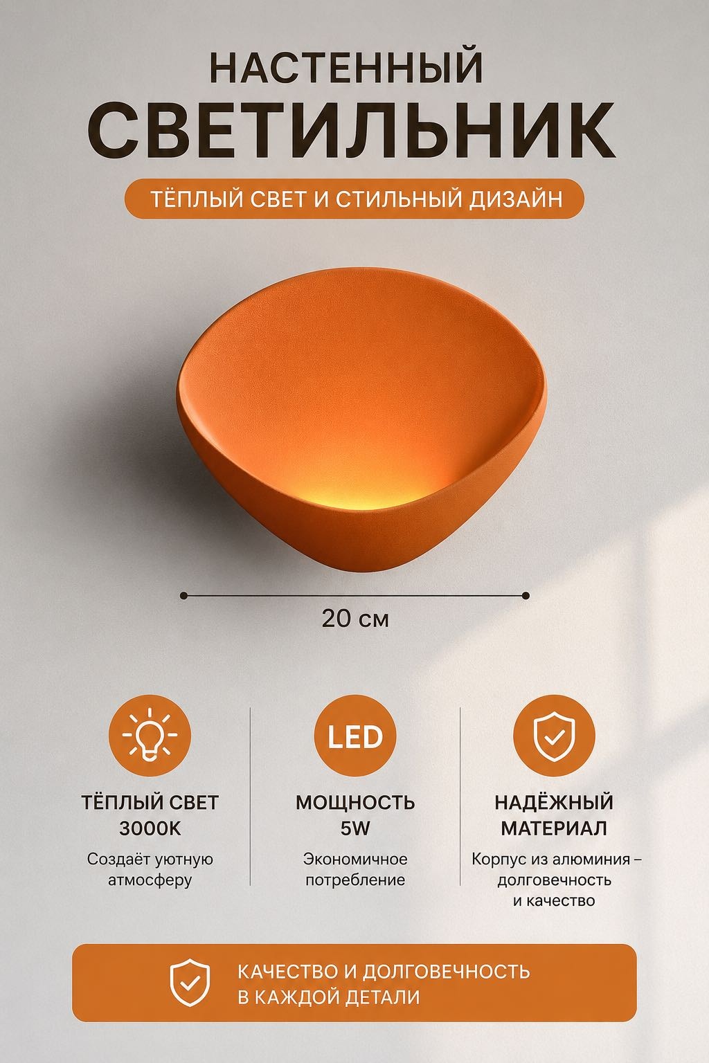 Бра настенный EVONEX LED, оранжевый