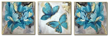 Room Art KZ модульная картина Бабочки на цветах 162x54 см