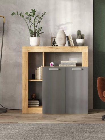 Комод Quelvio, 88x32x91 см, коричневый, графит