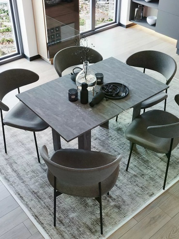 Раздвижной стол Elegance 24, 112х112x75 см, ЛДСП, серый