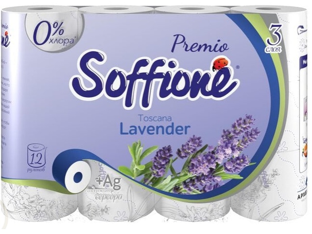 SOFFIONE туалетная бумага 3-слойный 12 шт, смешанная целлюлоза