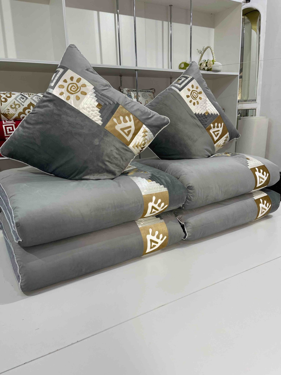 Samruk körpe комплект корпе с подушками 230x80 см, вата, серый