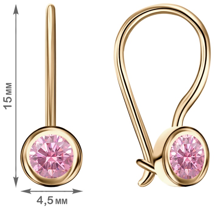 Серьги Lucente EAR-LU-585-876446 вес 0.839 г золото, фианит