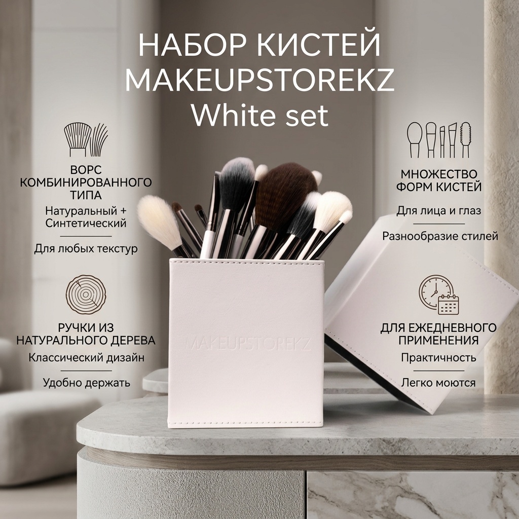 MAKEUPSTOREKZ White set 18 шт
