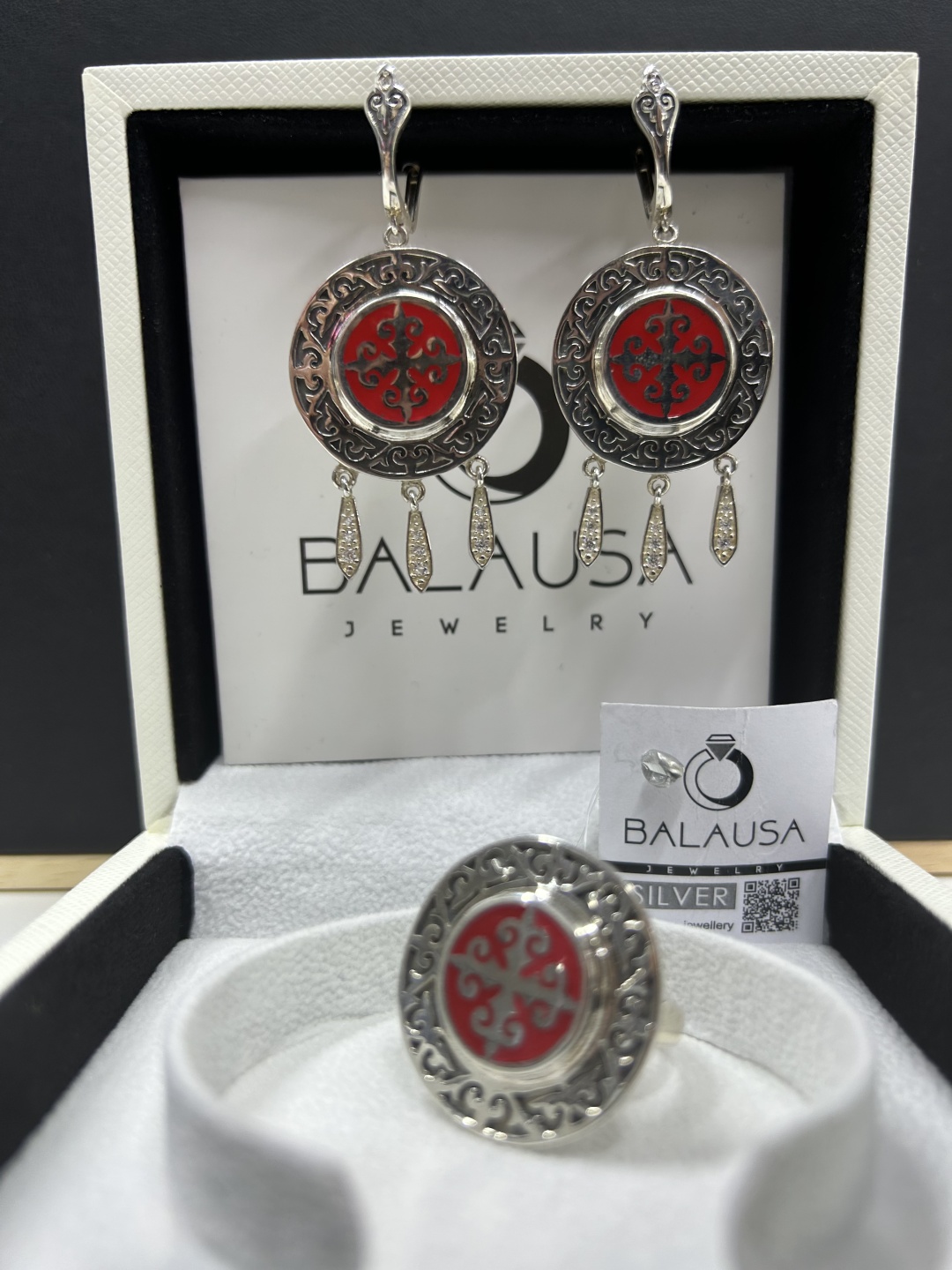 Balausa Jewelry 2ZH024-2(3)20р вес 26.5 г серебро, фианит, эмаль