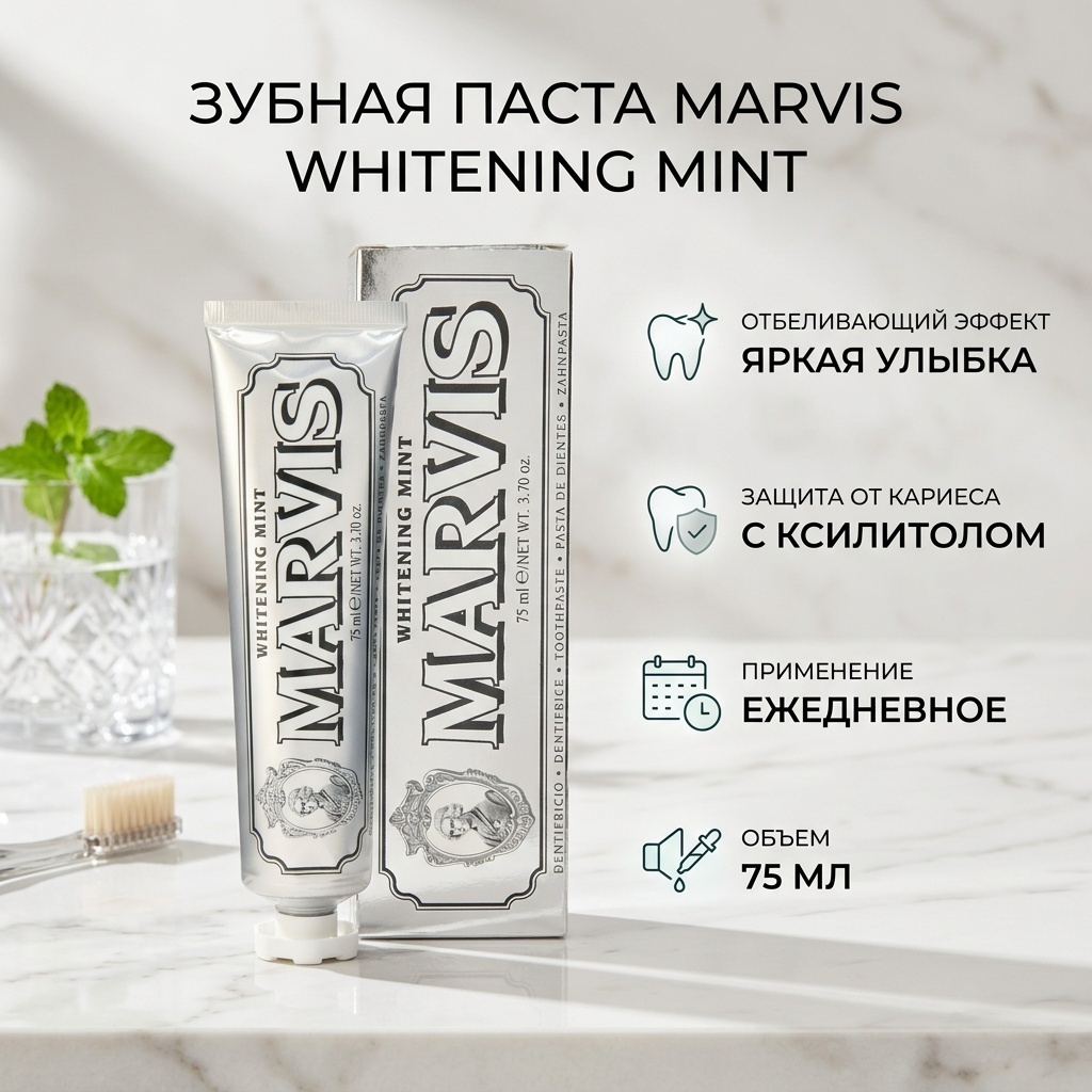 Marvis зубная паста Whitening Mint 85 мл