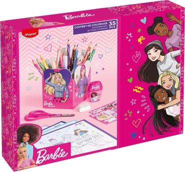 Набор для раскрашивания "BARBIE" 35 предметов 12шт фломастеры.12шт цв. карандаши. 1-шт нож. 1-шт ластик. 1-шт точилка (Maped)
