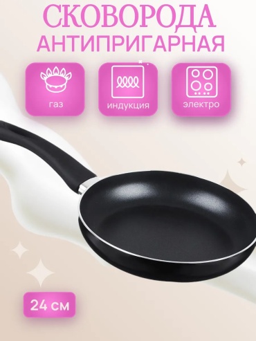 Сковорода SATOSHI 24 см с антипригарным покрытием, алюминий