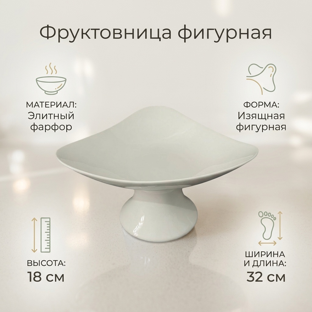 Фруктовница 1 шт, фарфор, 32х32 см