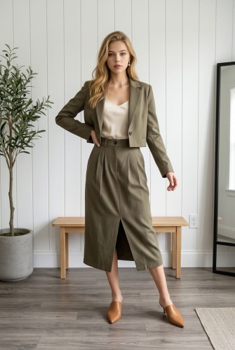 Юбка трапеция FASHION хаки