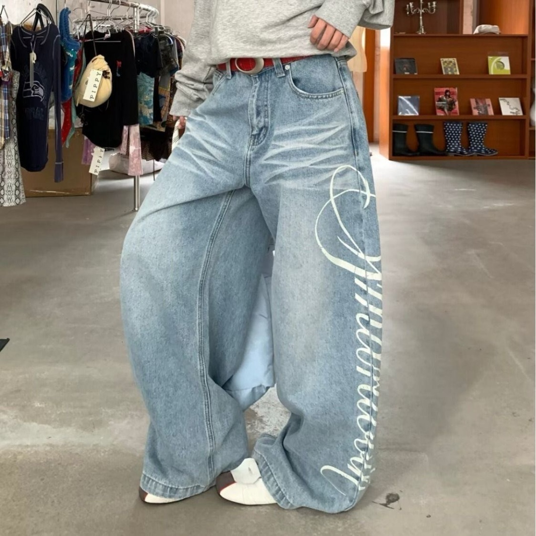 Джинсы багги IN STYLE синий, белый