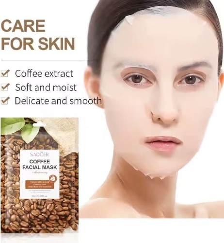 Маска для лица SADOER тканевая Coffee facial mask 1 шт, фото 4
