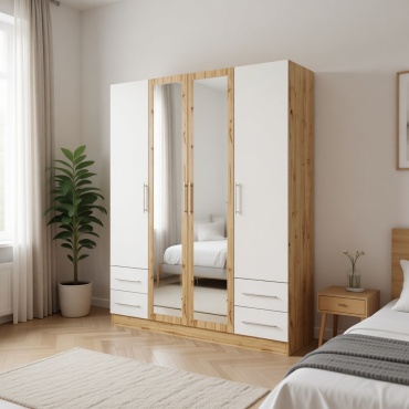 Распашной шкаф Grand Miks Атлант 4D, 160x215х50 см, коричневый, белый
