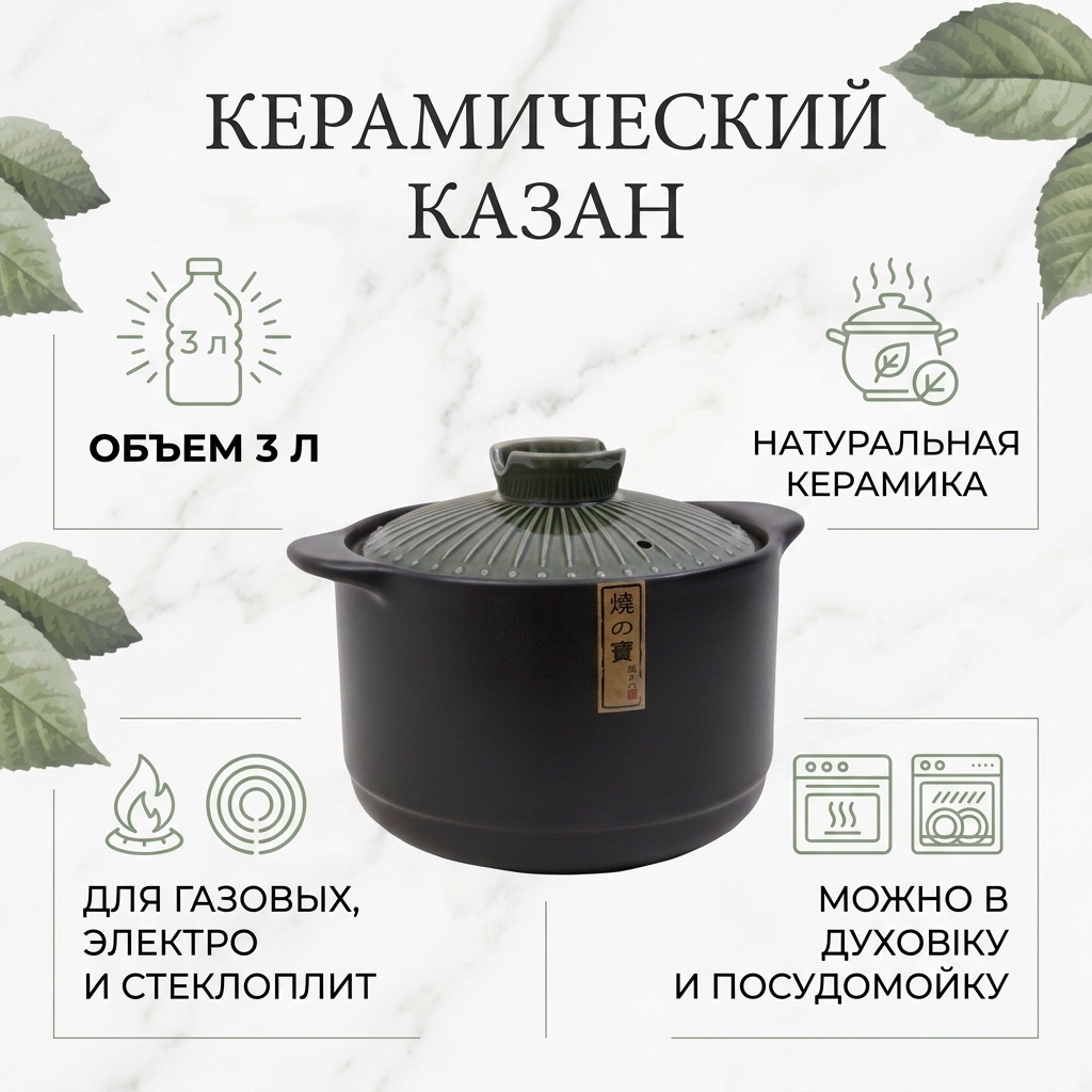 Казан 3 л, керамика