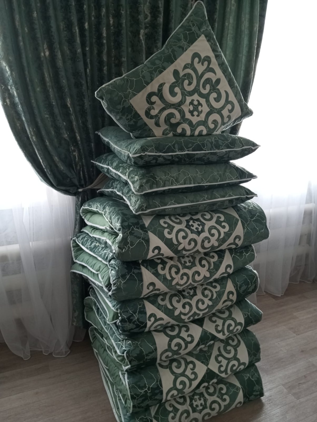 ALI HOME комплект корпе с подушками 220x80 см, ватин, бирюзовый