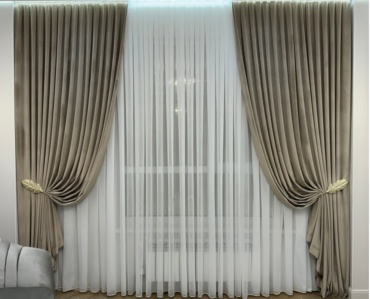 Комплект AIZERE_LUX 600x280 см 3 шт, велюр, бежевый