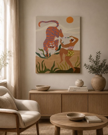 Araystudio.kz картина интерьерная на холсте «Танец с тигром» 50x70 см