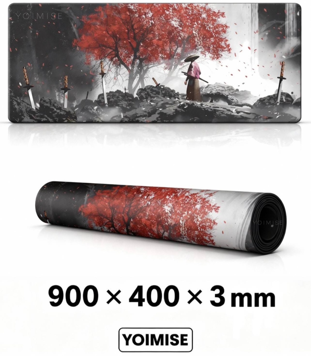 Коврик для мыши YOIMISE Undefeated samurai 900x400x3 мм красный