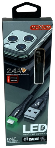 Кабель Moxom Lightning (M), 1 м, черный