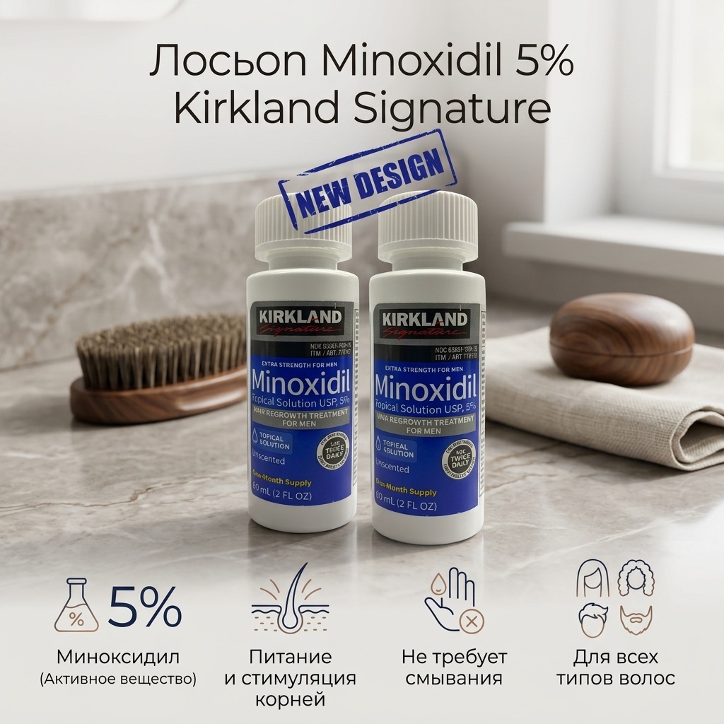 Kirkland Signature Minoxidil 5% Topical Solution лосьон 2 шт по 60 мл