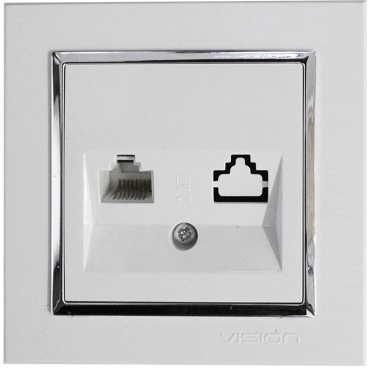 Компьютерная розетка (RJ45) ETO ETO Vision Lux, белый, серебристый