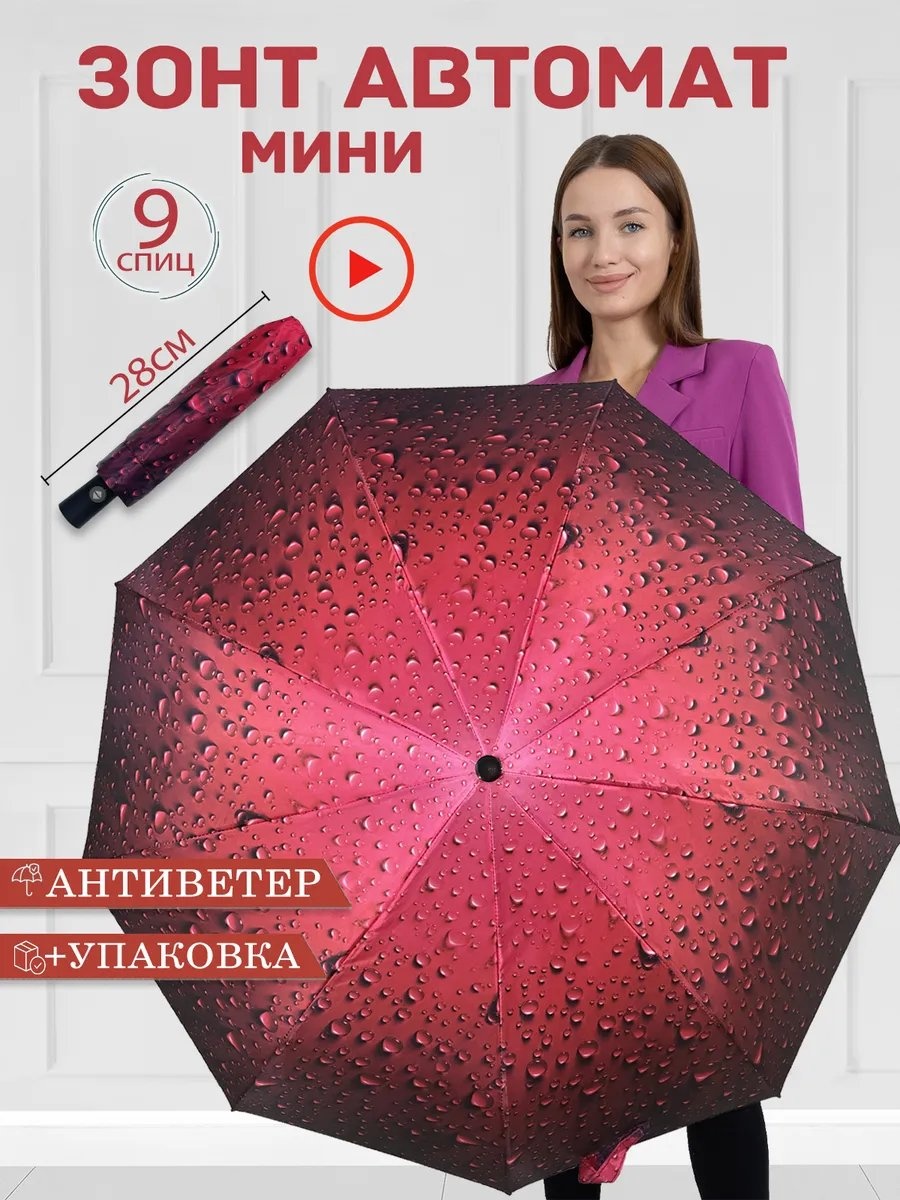 Складной зонт полуавтомат синий