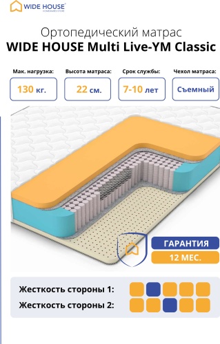 Матрас WIDE HOUSE Multi Live-YM Classic, 180x195x22 см