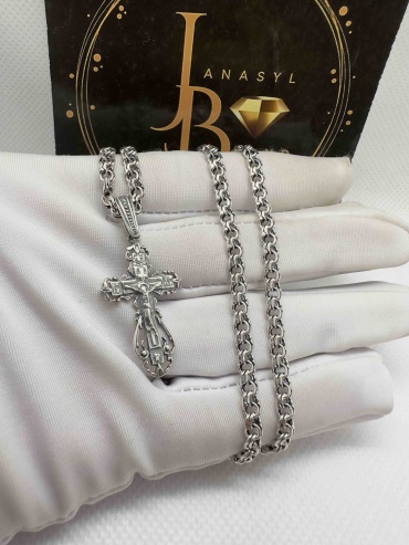 Колье JANASYL Brand К-44 длина 55 см вес 13 г серебро, без вставок