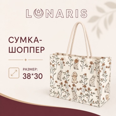 Сумка шоппер Lunaris текстиль бежевый, коричневый