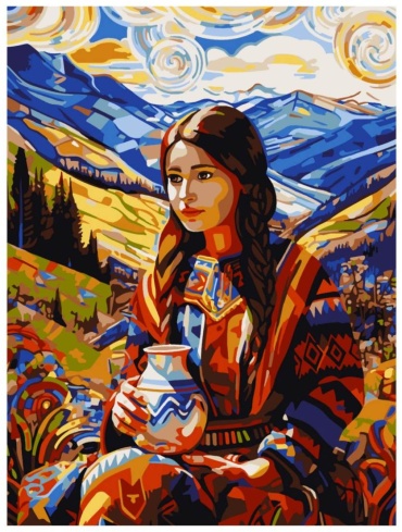 LORI Девушка с кувшином картон 38x28.5 см