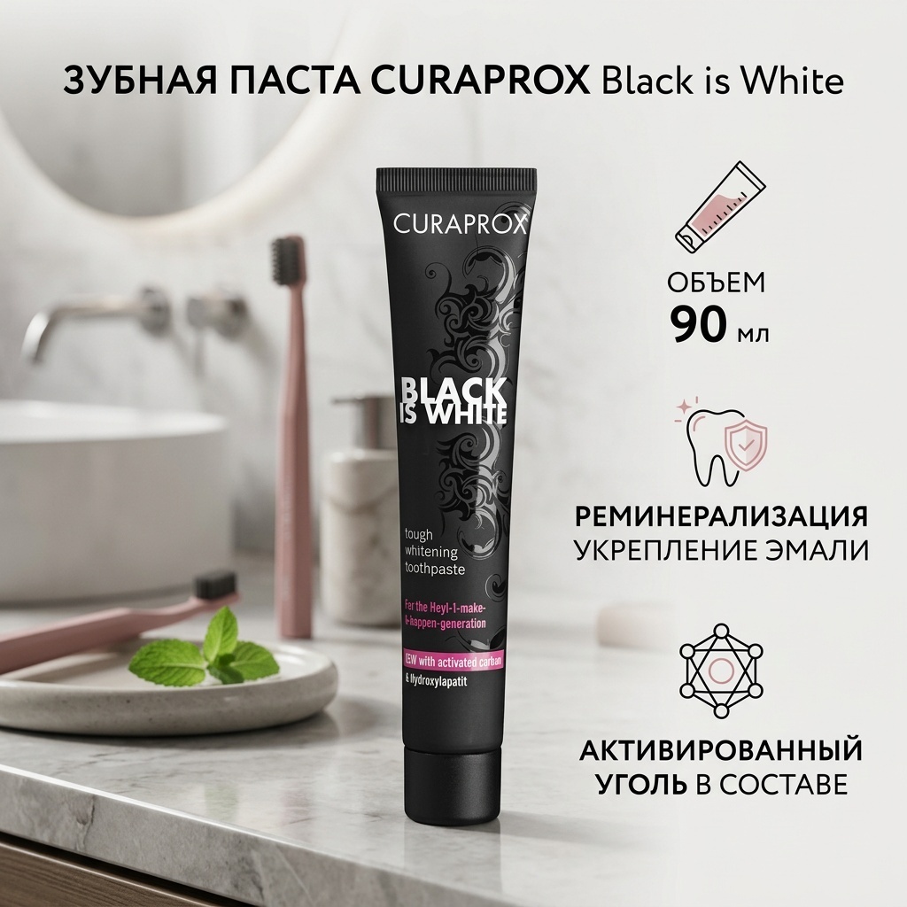 CURAPROX зубная паста Black is white 90 мл